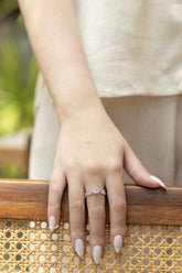 Baguette Pink Tourmaline Birthstone Ring