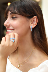 Silhouette Blue Topaz Birthstone Earring
