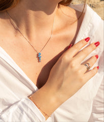 Silhouette Blue Topaz Birthstone Necklace
