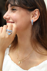 Silhouette Blue Topaz Birthstone Earring