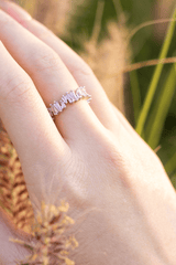 Baguette Pink Tourmaline Birthstone Ring