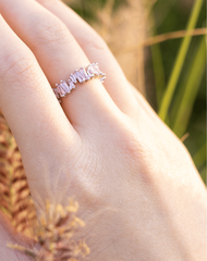 Baguette Pink Tourmaline Birthstone Ring